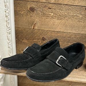 Via Spiga Black Suede Buckle Loafers Men’s Size 9 Made in Italy